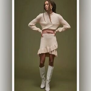 Anthropology Flat White champagne colored sweater dress size M